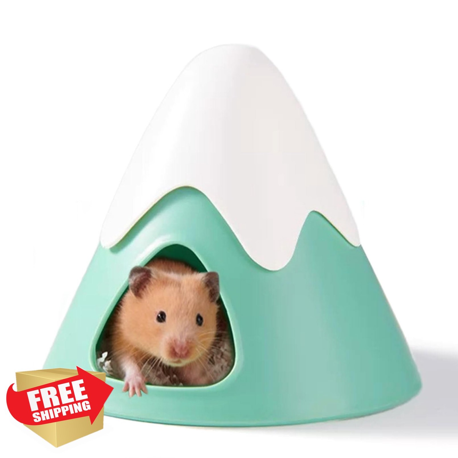 Hamster Hideout Snowy Mountain House Small Animal Hut Green