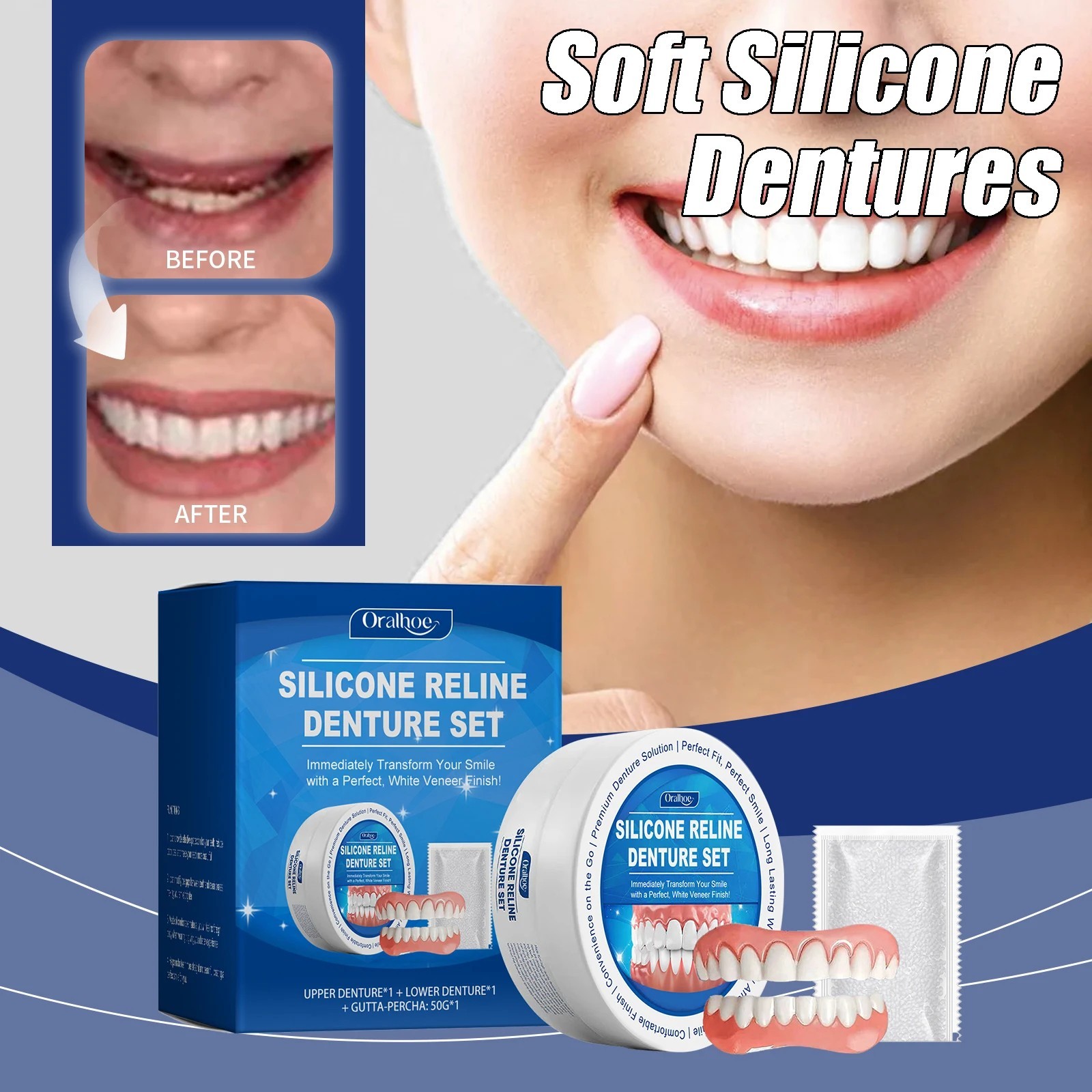 Denture Reline Denture Set, Soft Denture Reline Kit