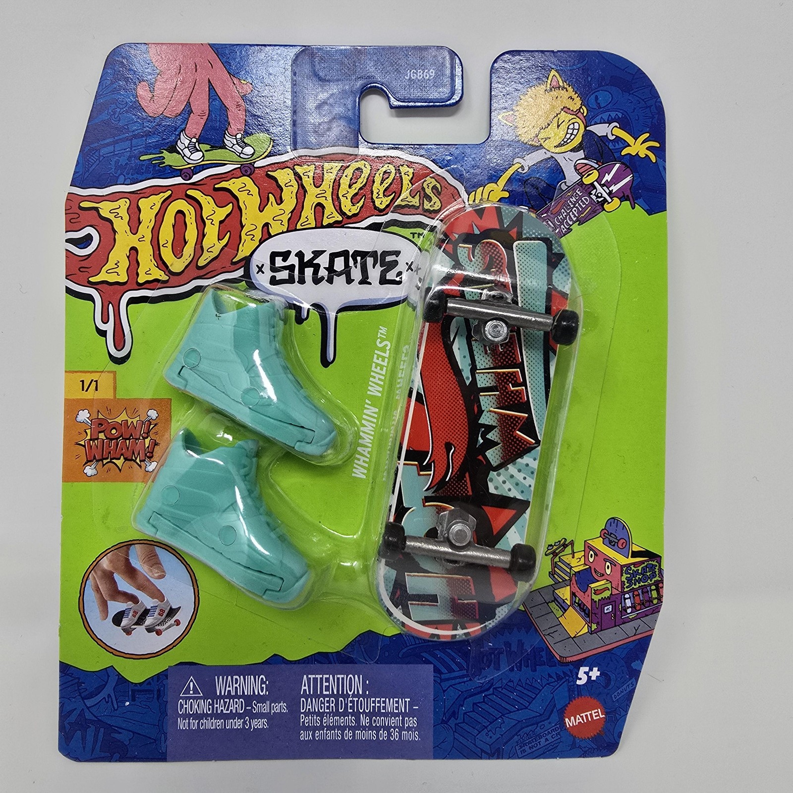 Hot Wheels Skate Fingerboard Whammin' Wheels Mini Skateboard Mattel With Shoes