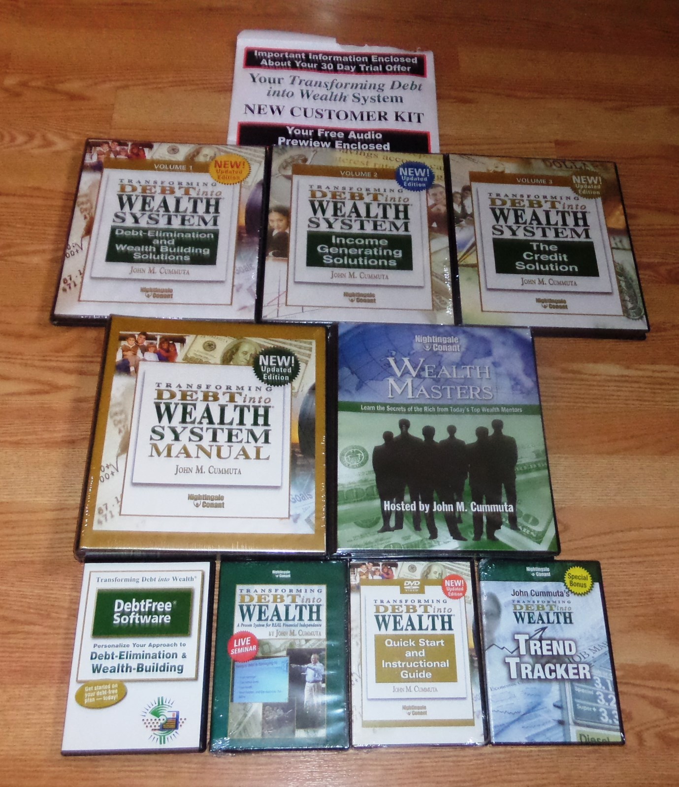 Transforming Debt Into Wealth Vol 1, 2, 3 , Wealth Masters  9 Pc ++John Cummuta