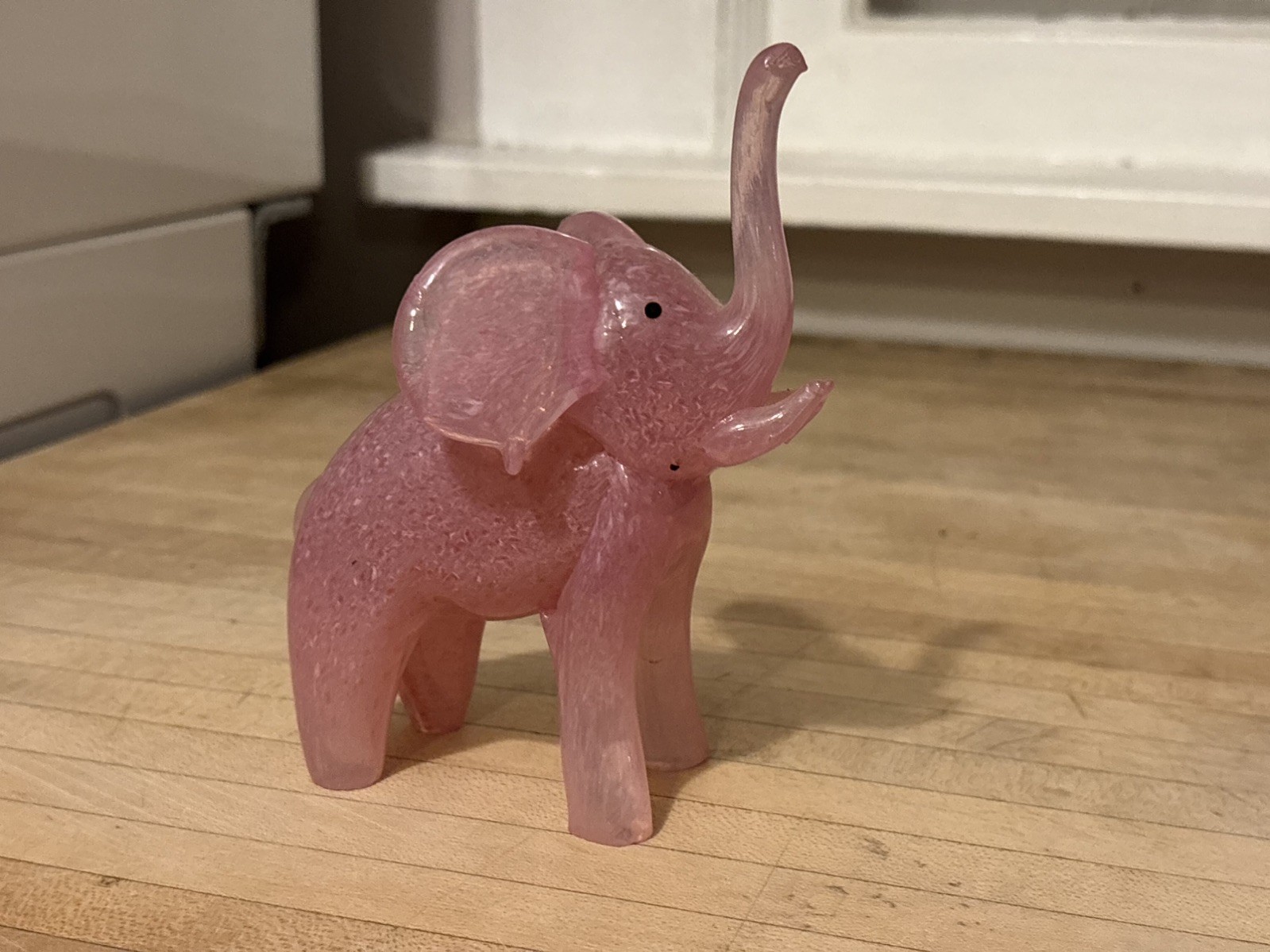Vintage Murano pink opaline & alabastro glass elephant