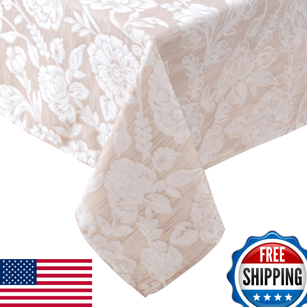 Laura Ashley Annaleigh Jacquard Wrinkle Resistant Tablecloth Dining