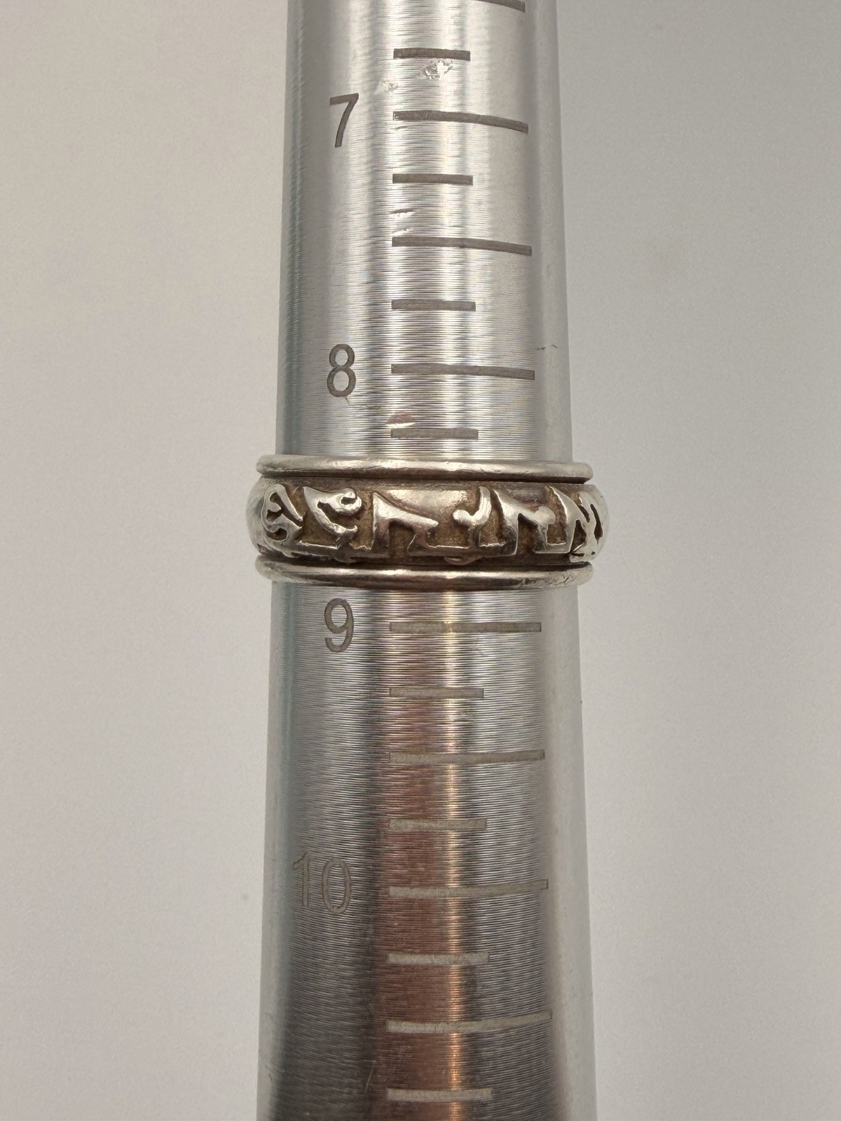 Vtg 925 Sterling Silver Tibetan Spinner Ring Om Mani Padme Hum Mantra Band 8.5