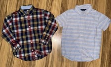 Janie And Jack Boys Sz 5 Button Up Shirt Lot EUC Oxford Plaid Stripe