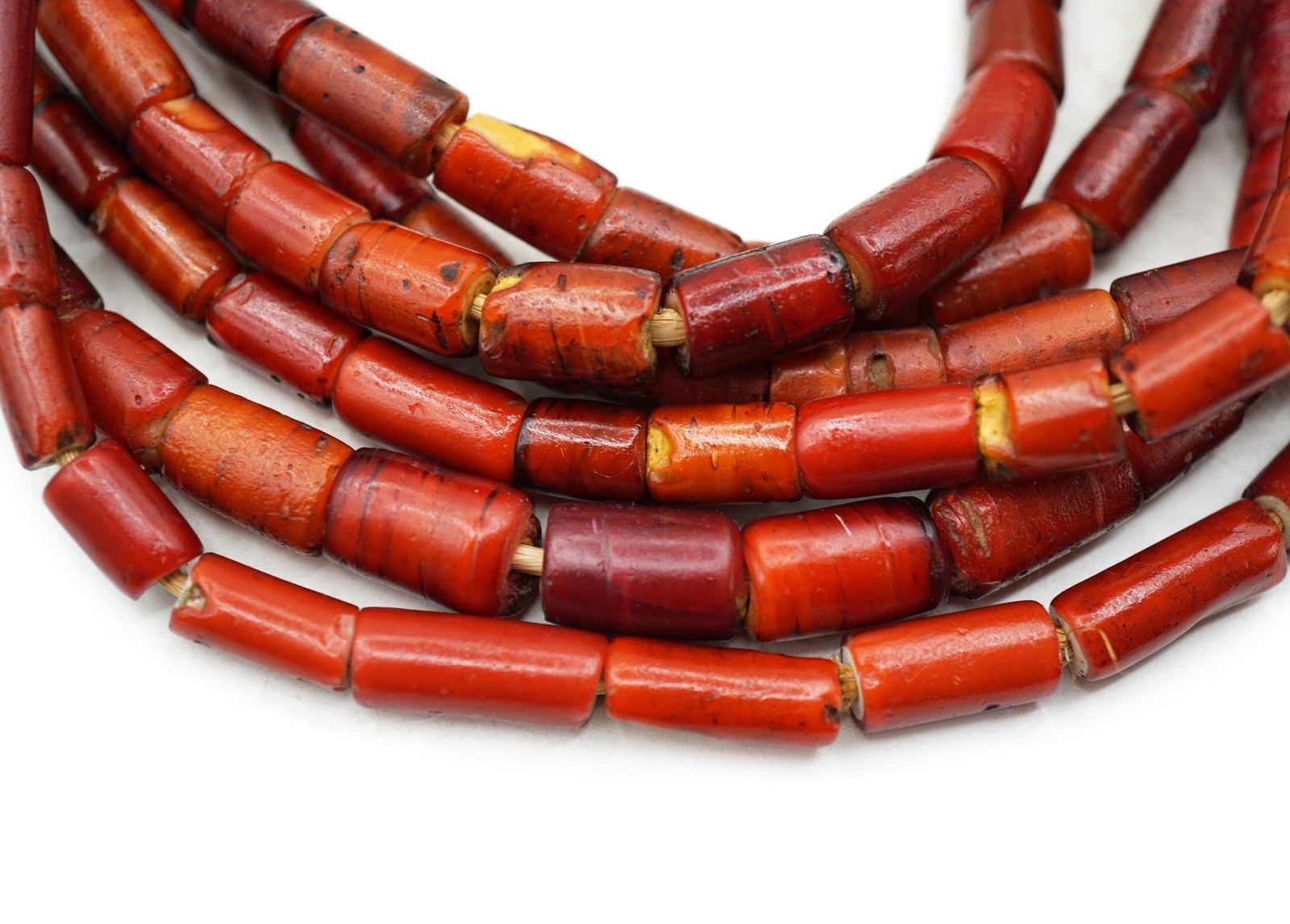 Ancient Red White Heart Beads from Mali Cornaline d'Aleppo  (2768A548) African