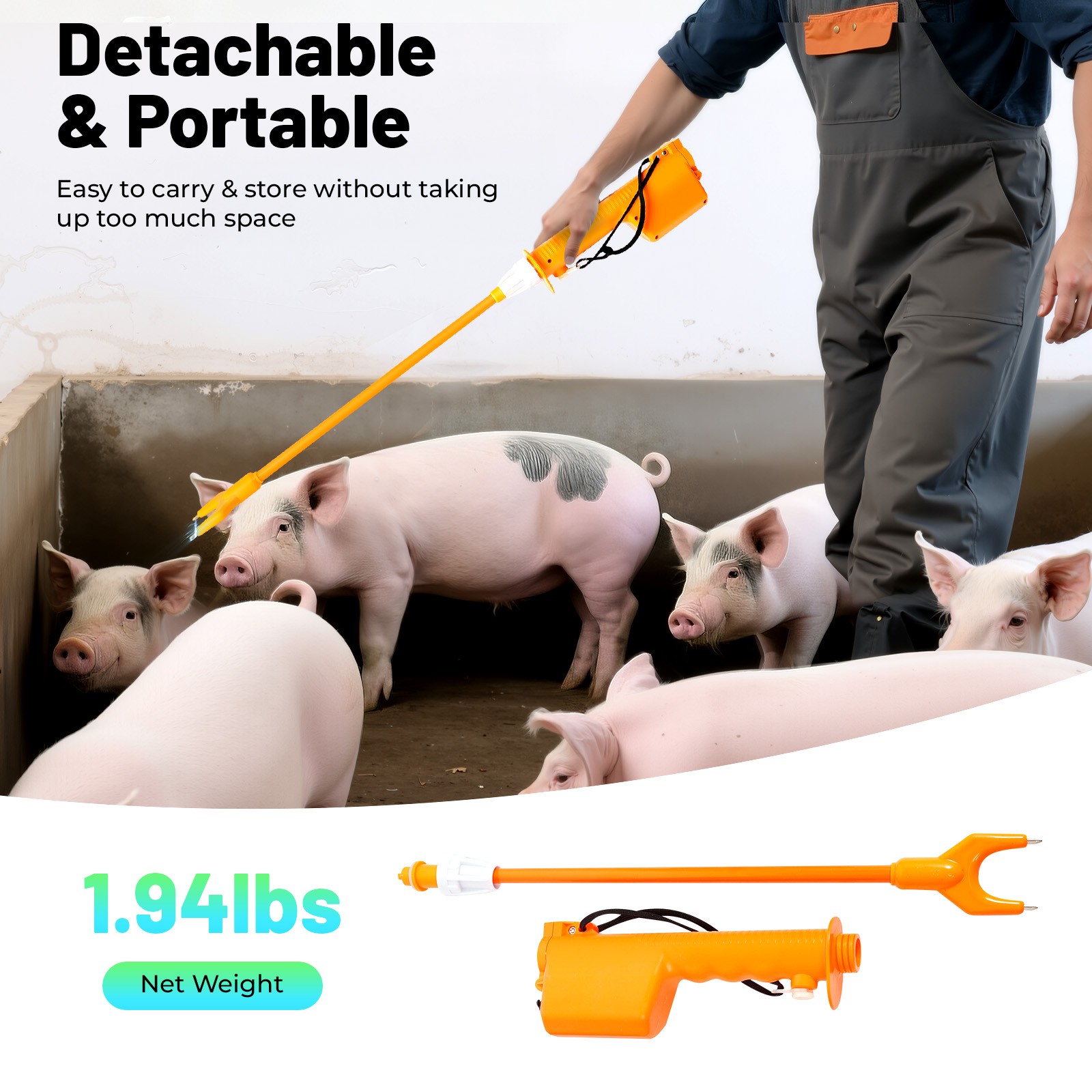 9000V Rechargeable Cattle Prod Stick – Safe Electric Shock Livestock Tool