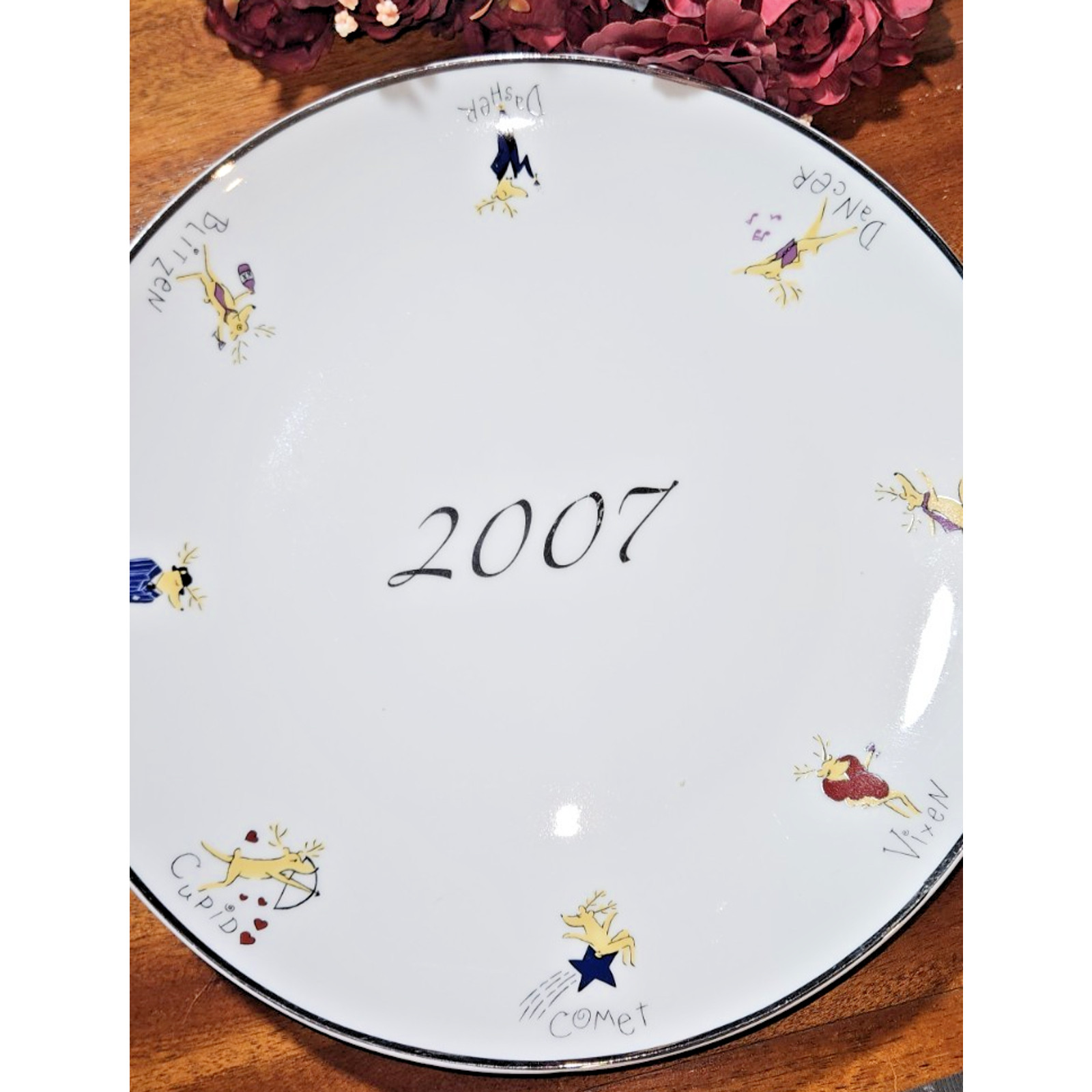 Large Pottery Barn Reindeer Holiday Anniversary Serving Platter 14 Inch 2007