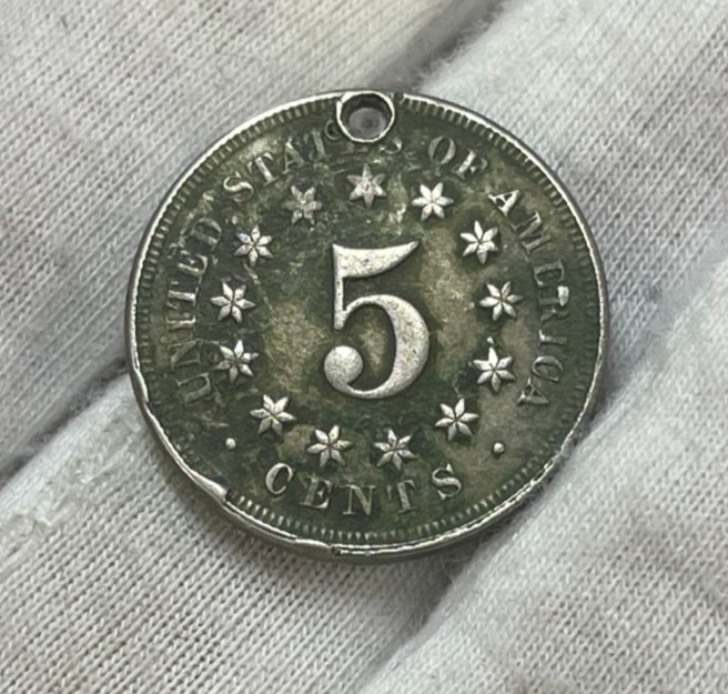 Early US 5 Cents Coin Holed