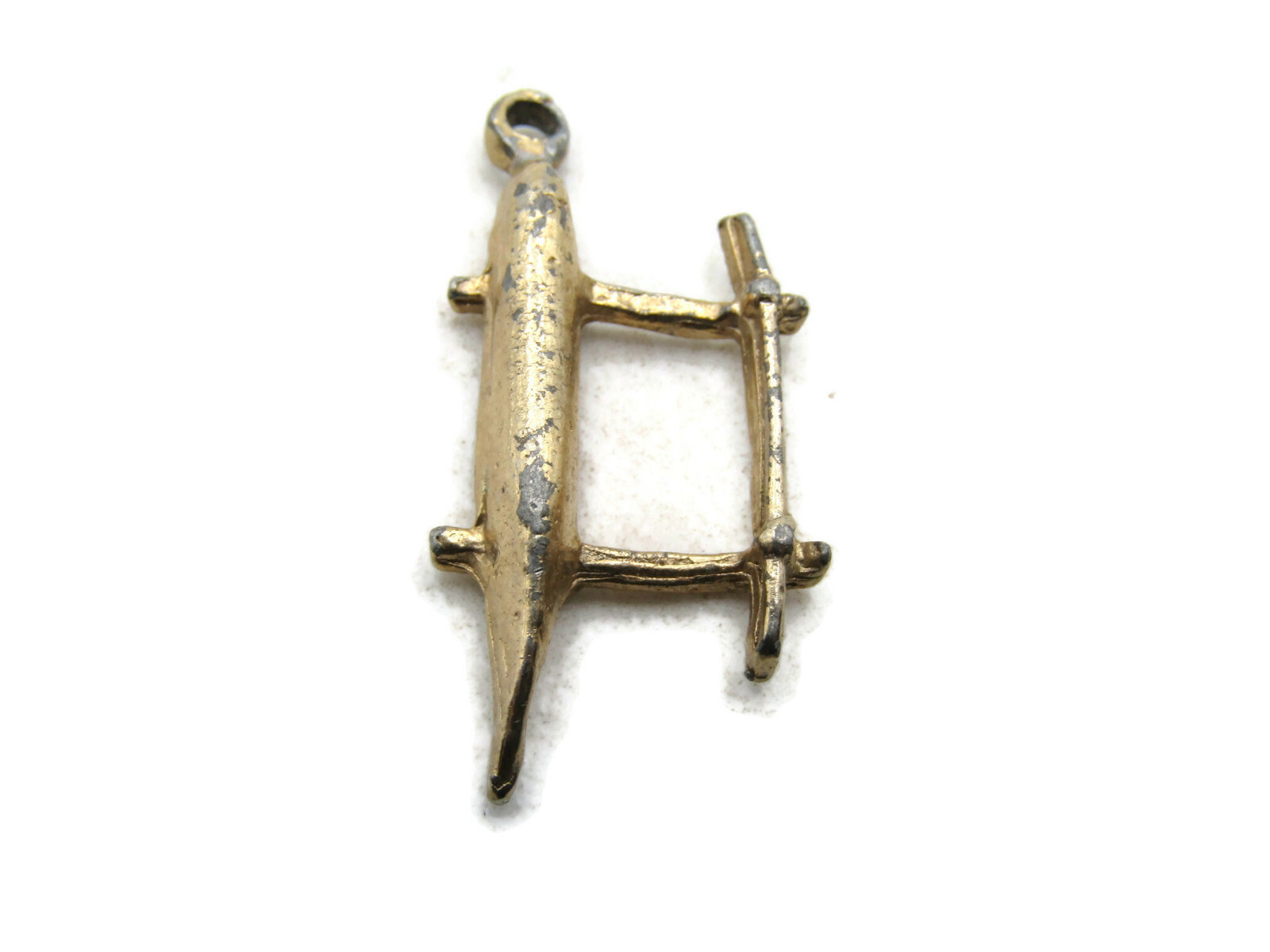 Vintage Canoe Boat Charm Gold Tone