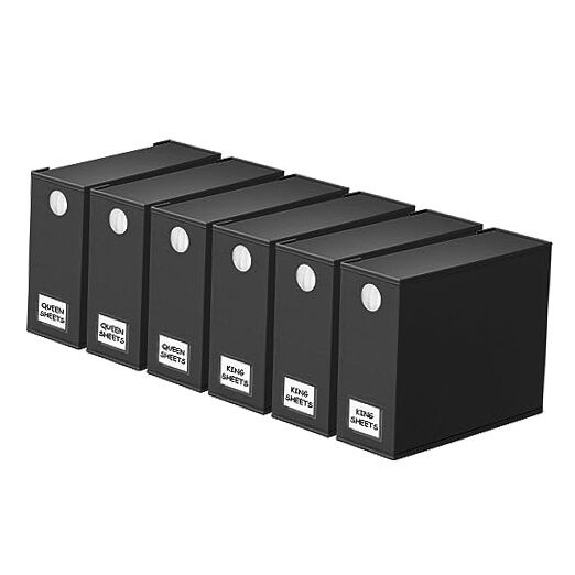  6 Pack Bed Sheet Organizer and Storage, Foldable Sheet Organizer 6 pcs Black