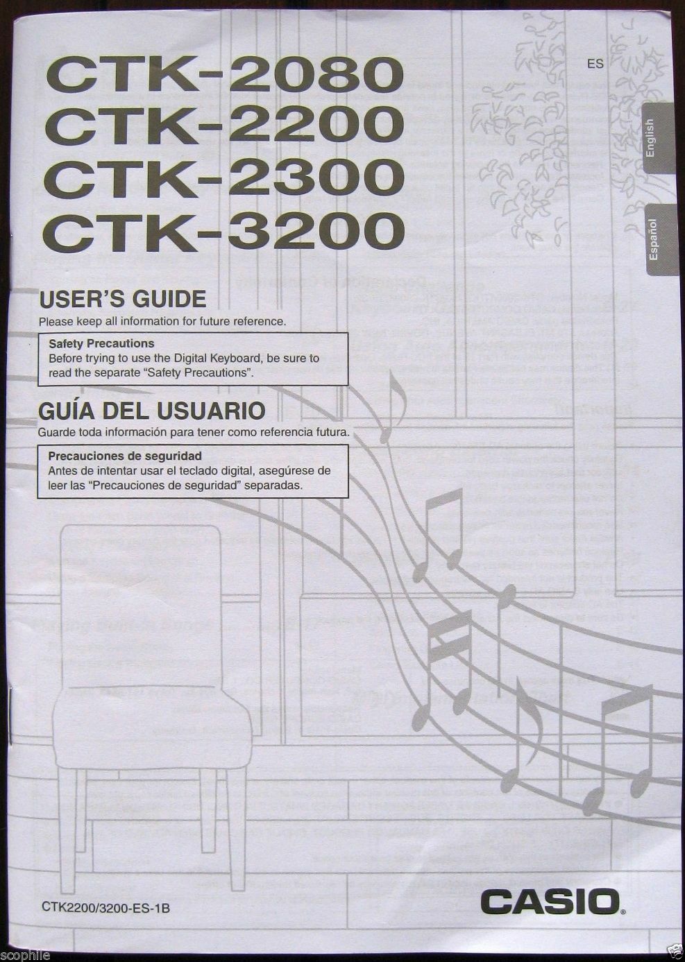 Casio CTK-2080 CTK-2200 CTK-2300 CTK-3200 Keyboard Original Owner's Manual Book.