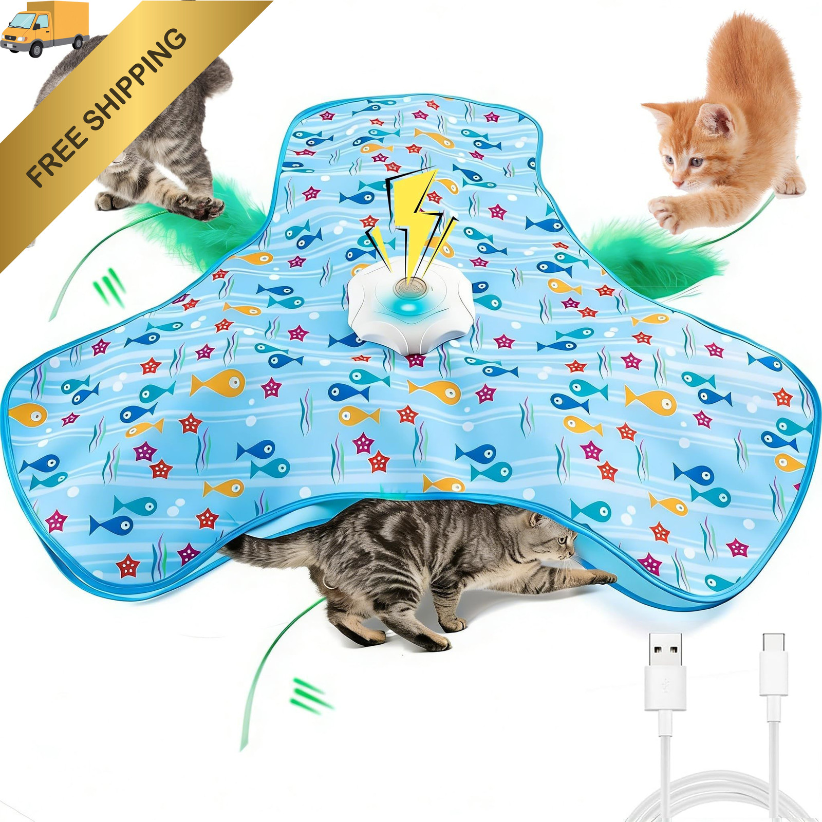 Mioboot Interactive Cat Toy, Rechargeable Touch Activated Hide and Seek Blue 
