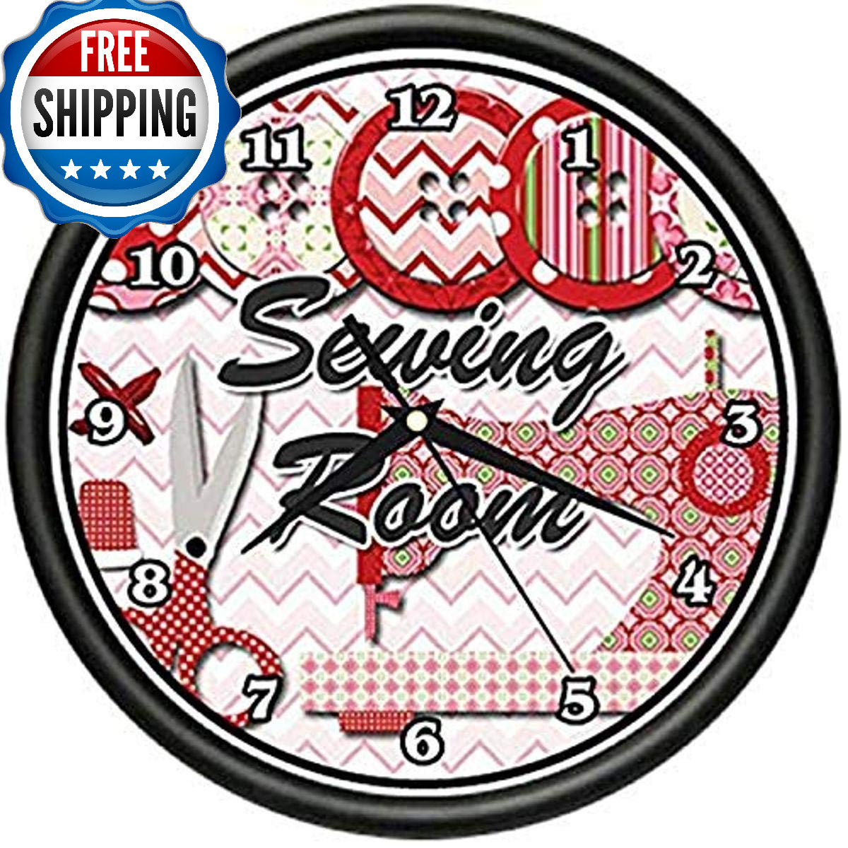 SignMission Sewing Room Wall Clock - Seamstress Tailor Fabric Craft Gift Art