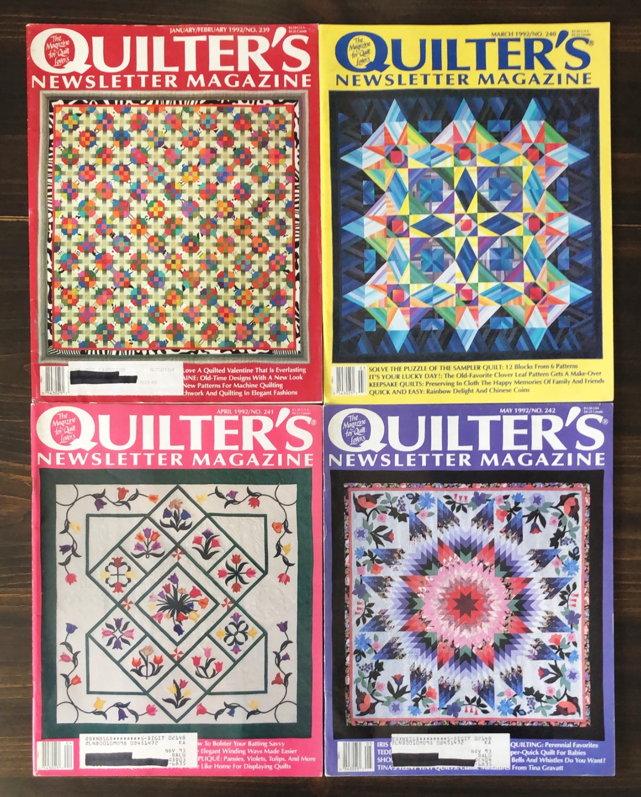 1992 Quilters Newsletter Magazine - Lot of 10
