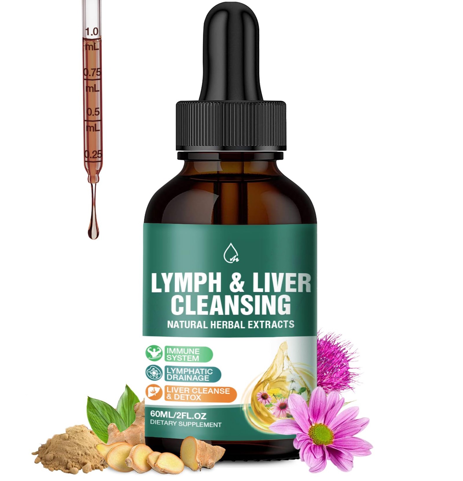 Liposomal Lymphatic Drainage Drops 23 in 1 Lymphatic Drainage Supplements, Ri...