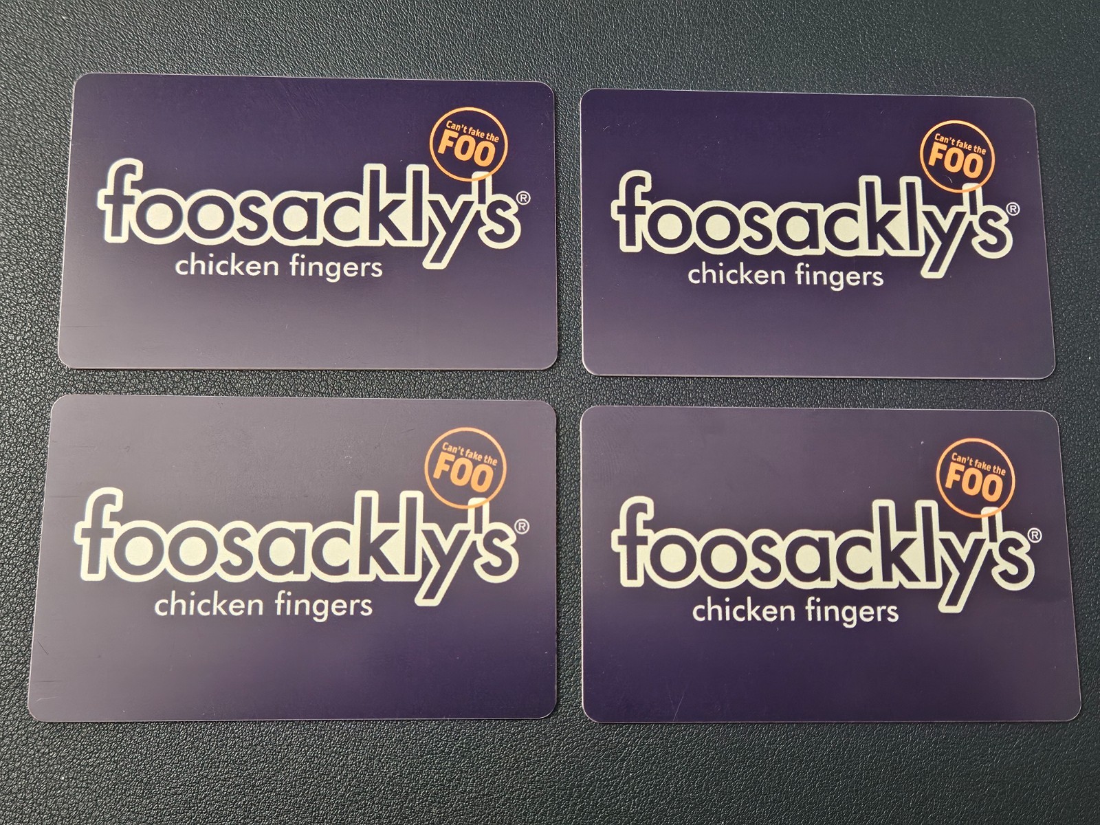 Foosackly's Gift Cards (4x $25 Cards $100 Total Value) Chicken Fingers Fast Food