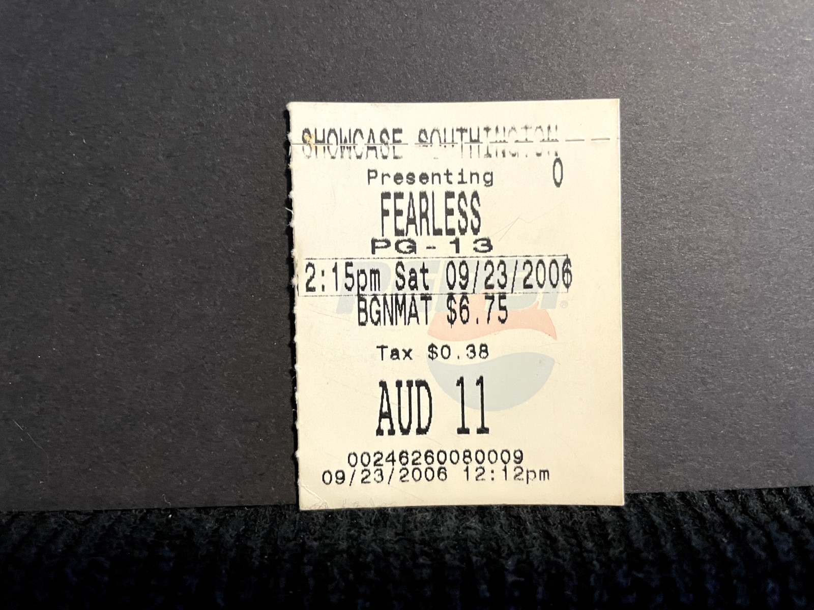 Vintage Movie Ticket Stub Fearless