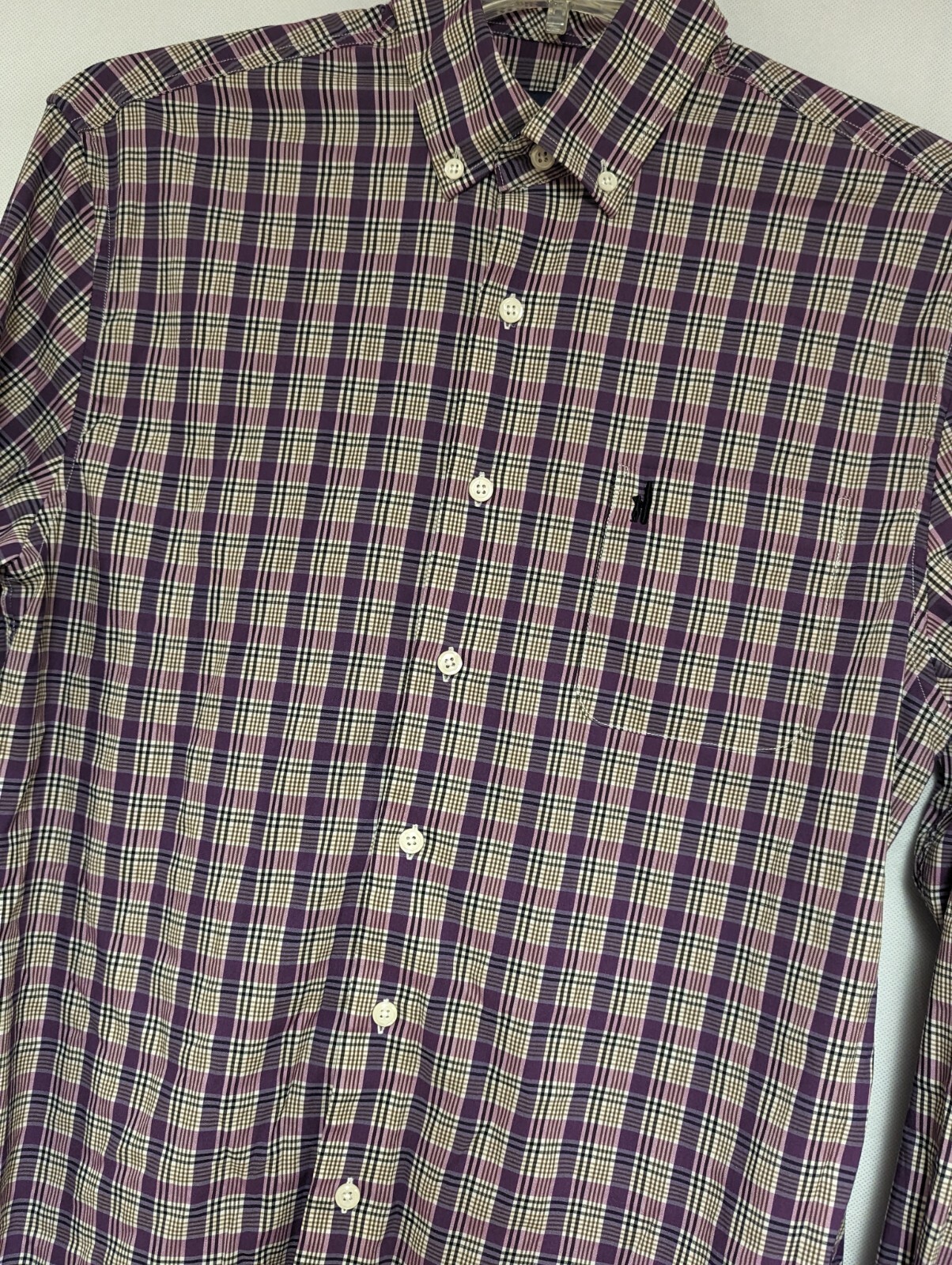 Johnnie O Mens Shirt Medium Purple Plaid Button Down Long Sleeve