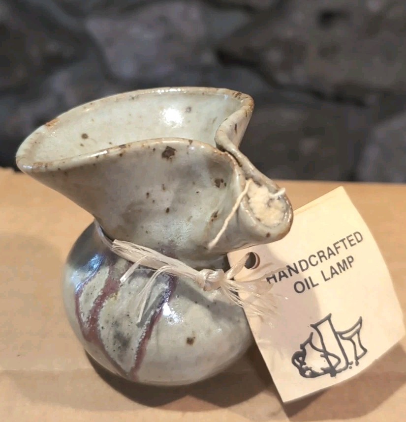 Valley Pottery Stoneware Oil Wick Lamp, Handmade Original, Studio Art, NWT Gift