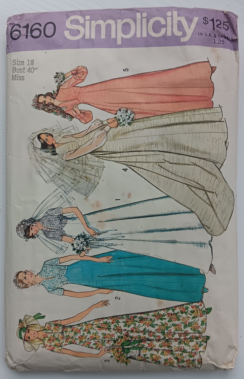 Vintage 1973 Simplicity Pattern Wedding Bridesmaid Dress Size 18 Cut Complete