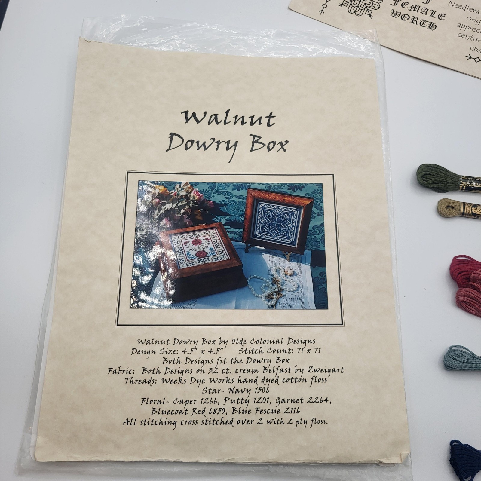 NEASE'S NEEDLEWORK Walnut Dowry Box Patterns (2) BOX NOT INCLUDED - Cute Framed