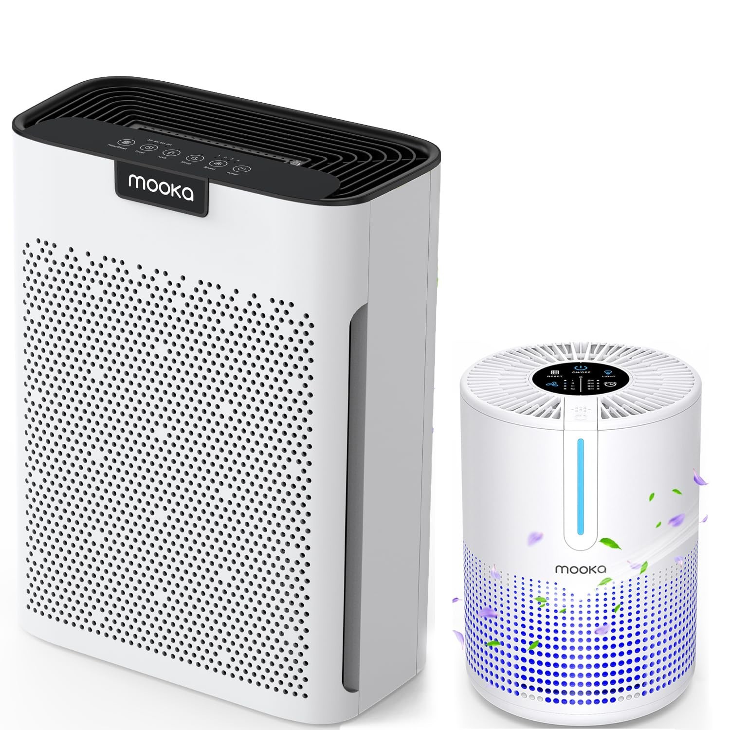 MOOKA Air Purifiers M01 + KJ190L for Home Large Room 2000 Ft² with Washable