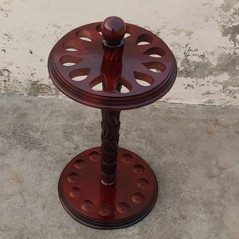 Rustic Wooden Walking Stick Stand | 12-Cane Organizer