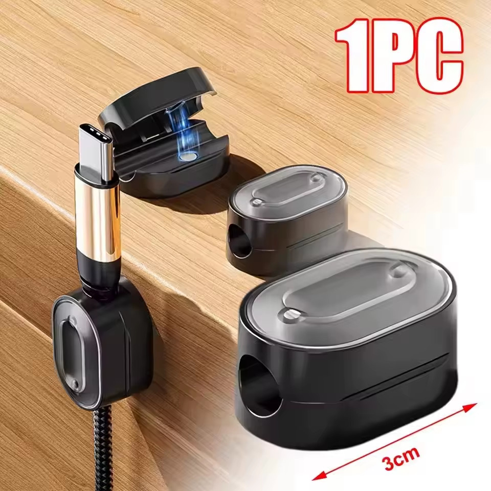 Magnetic Cable Clips Cable Smooth Adjustable Cord Holder under Desk Cable Manage
