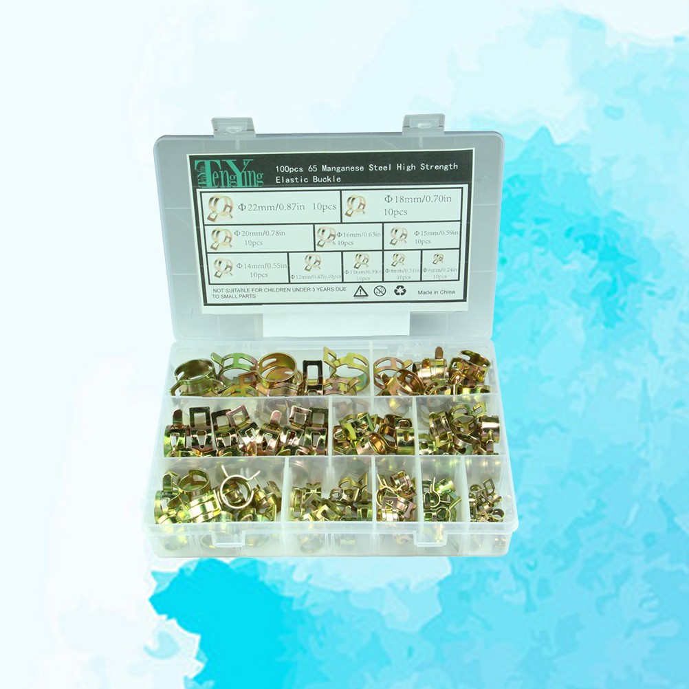 100 Pcs Heavy Duty Hose Clamp Stainless Gear Clips Adjustable