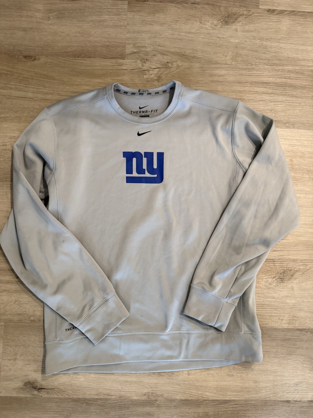 NFL New York Giants Team Issued Grey Nike Sweatshirt Size Large