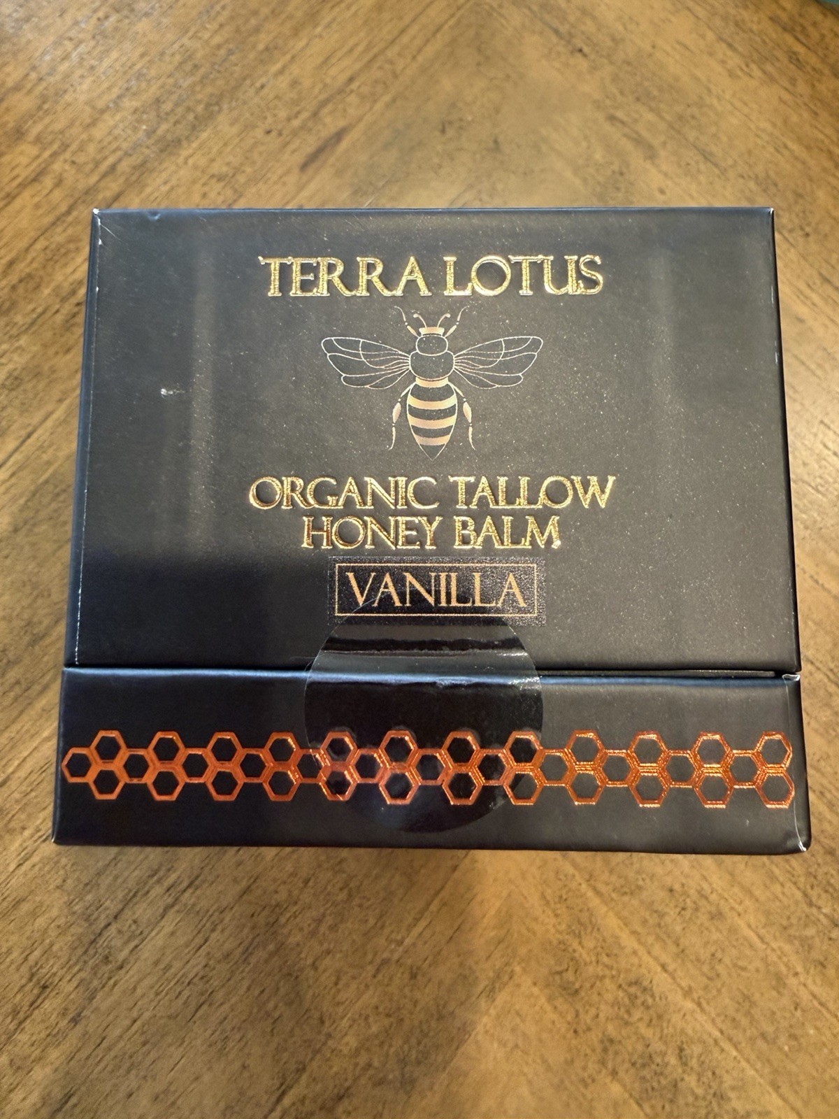 New Terra Lotus Organic Tallow Honey Balm Vanilla Moisturizer 4 oz Big Jar!