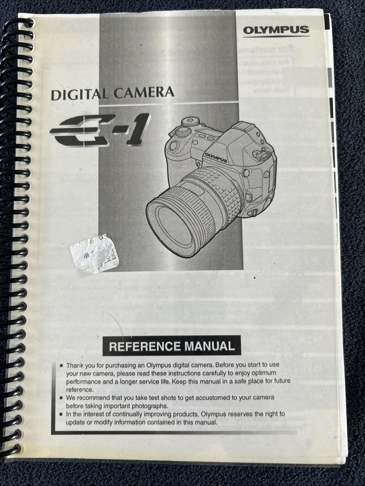 Olympus Digital Camera E-1 Reference Manual 