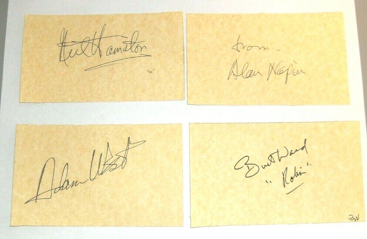 Autographed Adam West Burt Ward Neil Hamilton Alan Napier Printed Card RP Batman