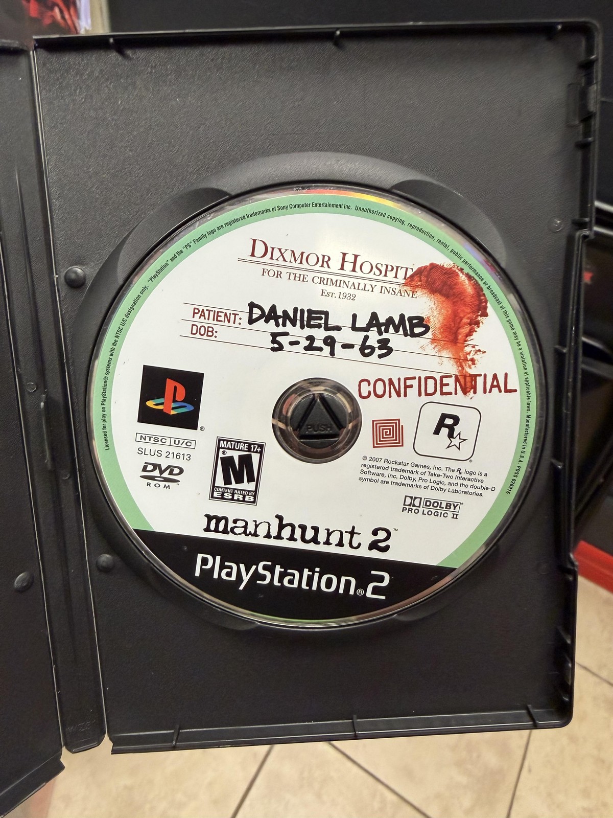 Manhunt 2 Sony PlayStation 2 PS2 Game Disc Only Tested