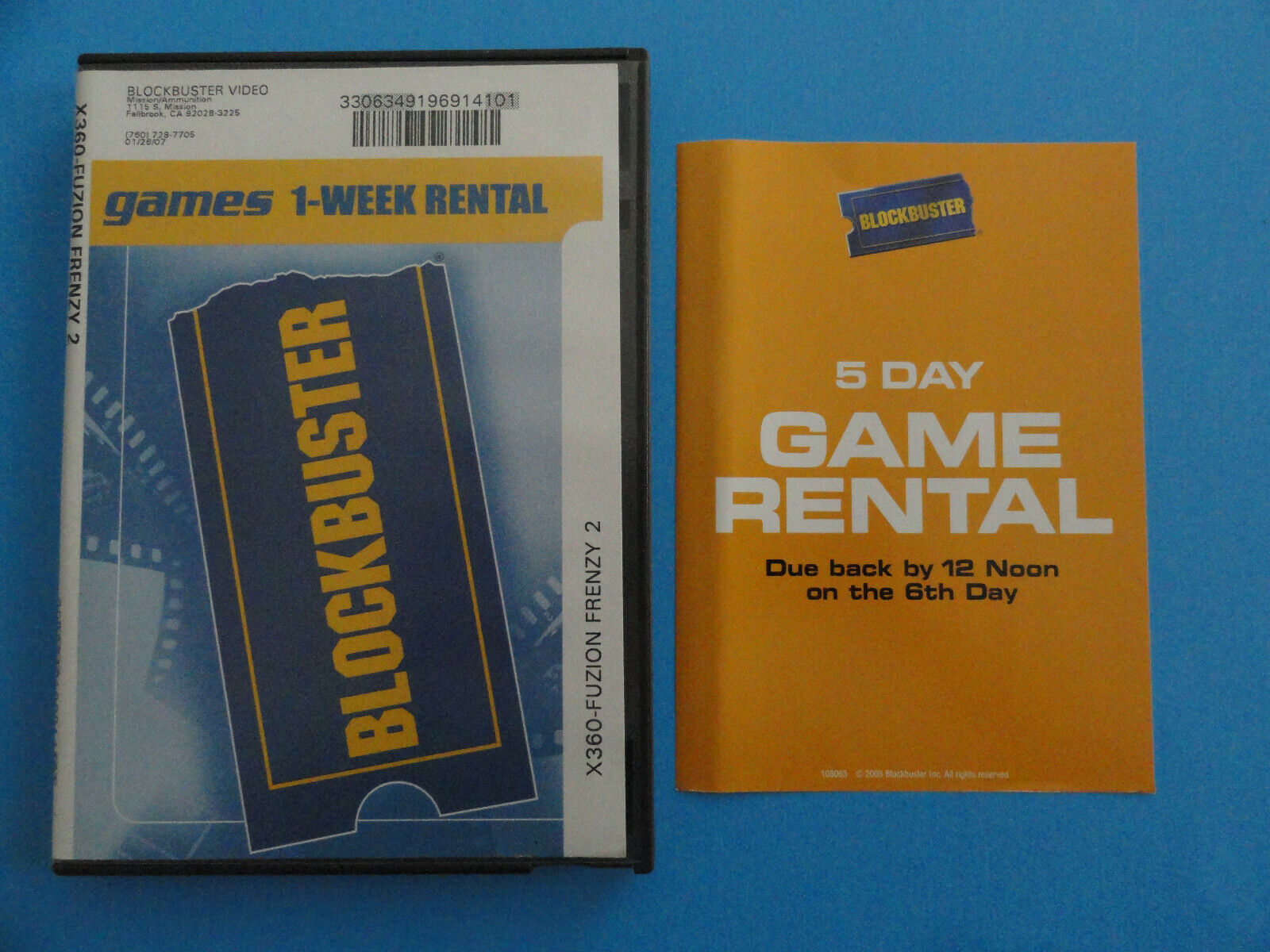 XBOX 360 FUZION FRENZY 2 BLOCKBUSTER VIDEO STORE ORIGINAL RENTAL CASE -NO GAME