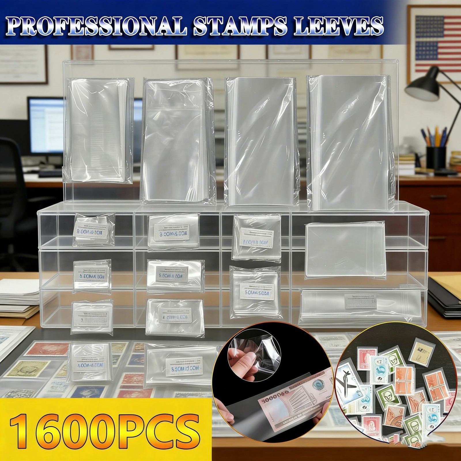 High-Clarity OPP Stamp Bags | 100Pcs/Bag, Durable Collection Protection