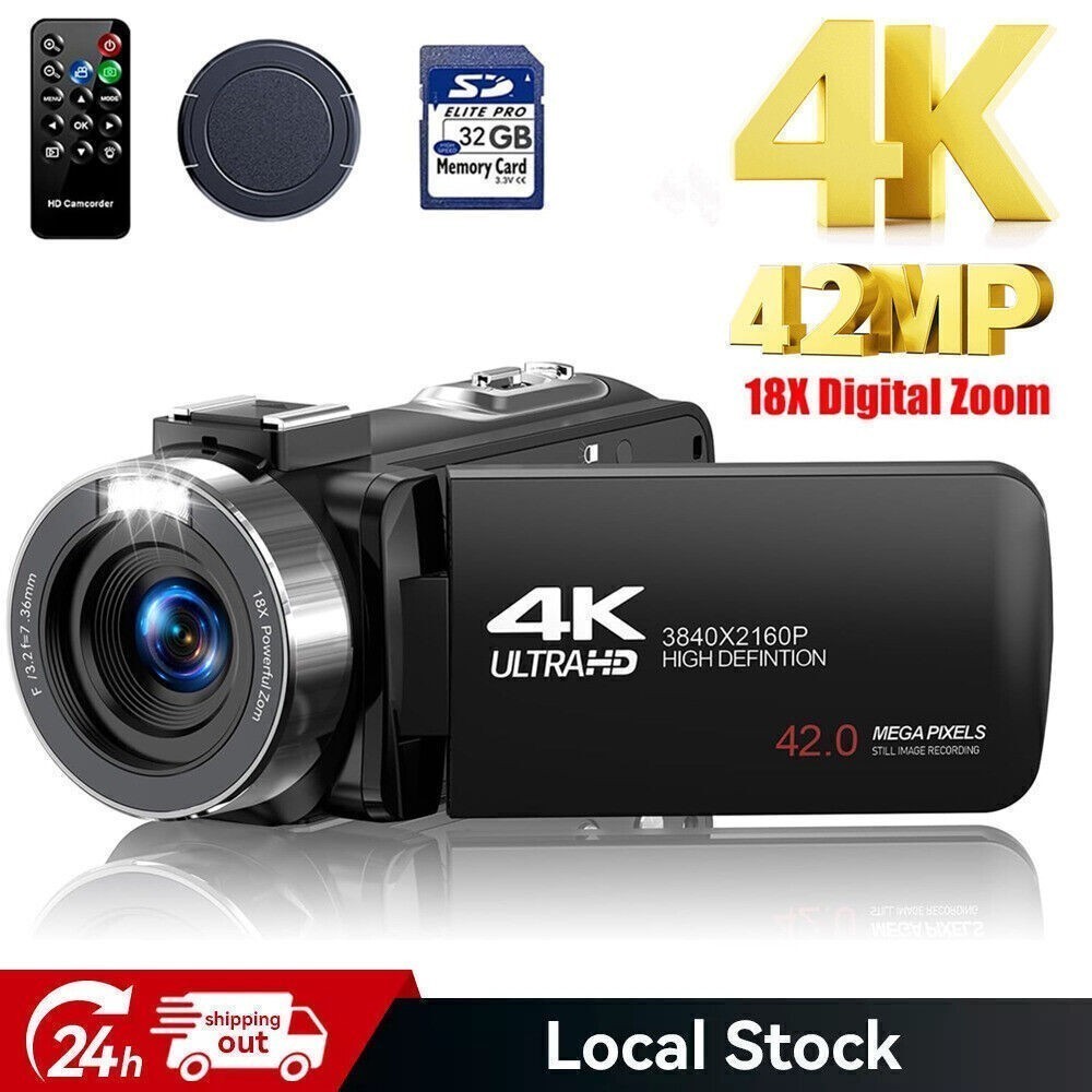 ✅4K Handheld Video Camera Recorder Camera 32GB Camcorder Vlog Camera for YouTube