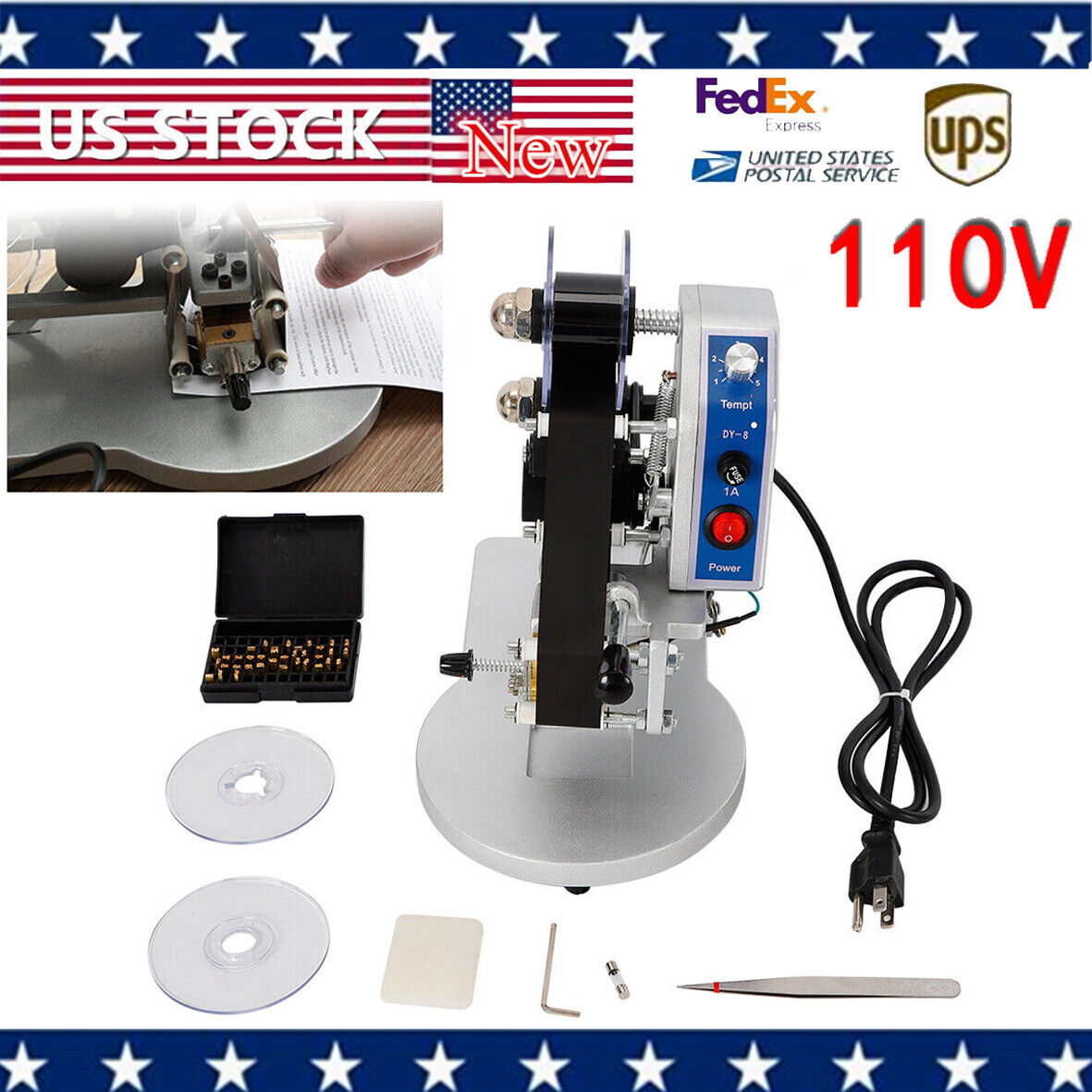 Manual Hot Stamp Printer Ribbon Coding Hot Foil Stamping Date Code Machine DY-8