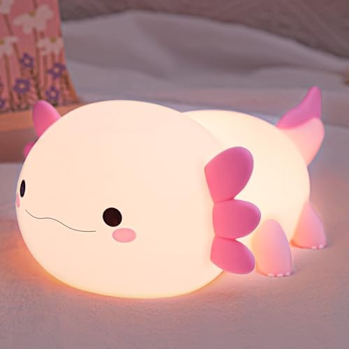 Axolotl Night Light, Squishy Axolotl Gifts, Cute Animal Nursery Lamp Style 2