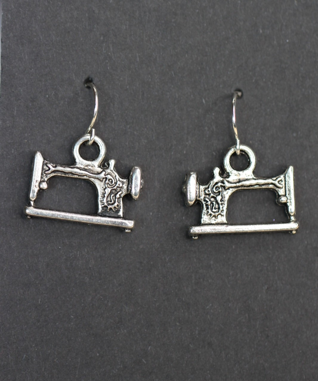 Sewing Machine Charm Earrings 925 sterling silver hooks pewter charms 3/4"