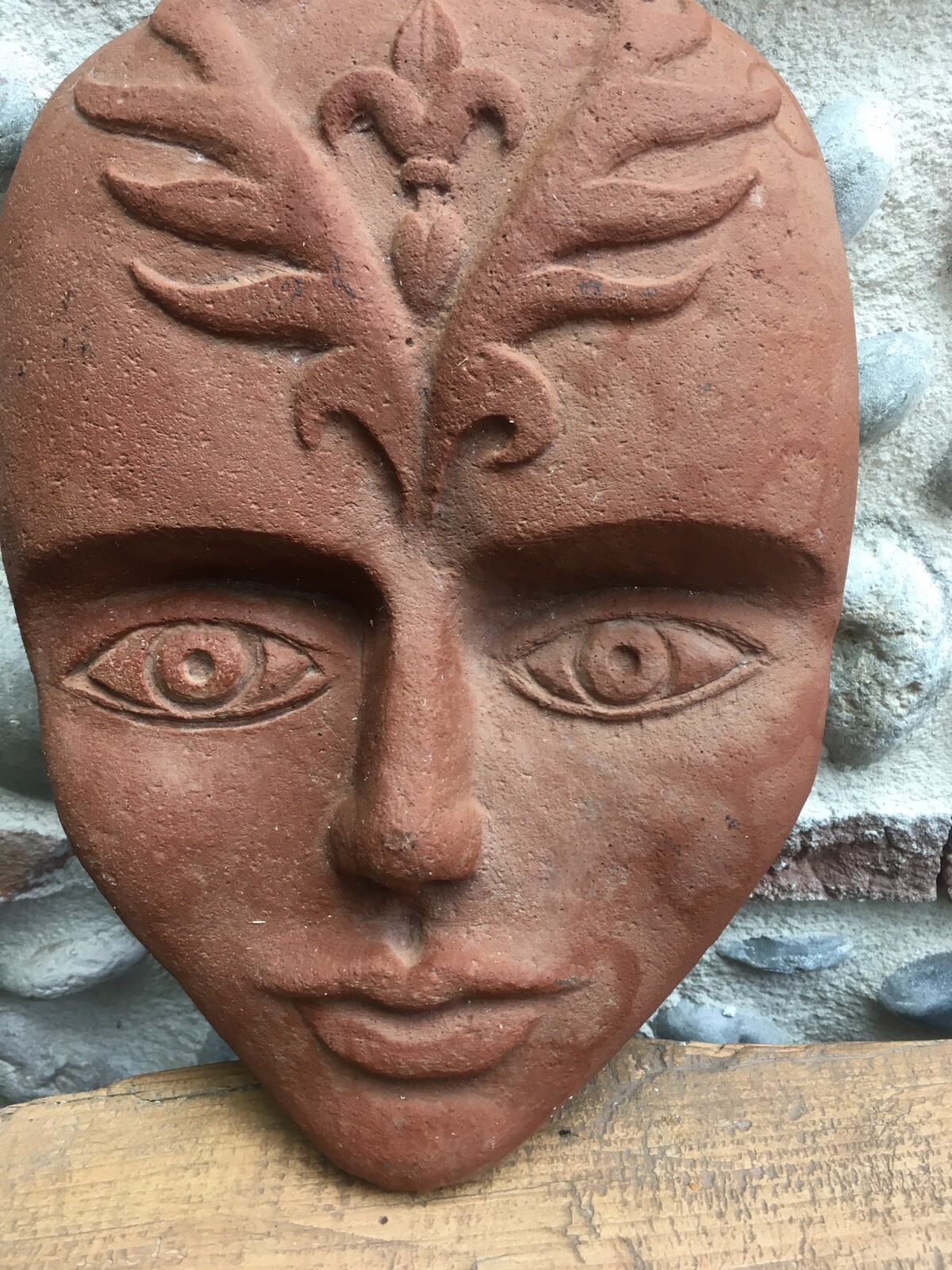 Belle Sculpture Mask Cement Painted Style Earth Baked to Identify Year 1980