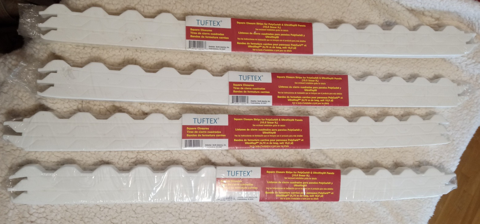 Tuftex Square Closure Strip For Polycarb  Panels 15.5 Linear Feet (4 packages)