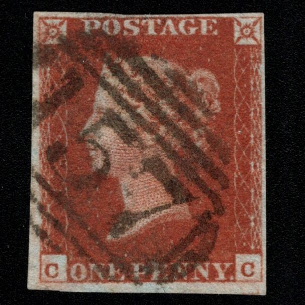 SG8 (BS61) 1d Red Imperf Plate 72 - CC - 4 Margin - Very fine - 157 Calne