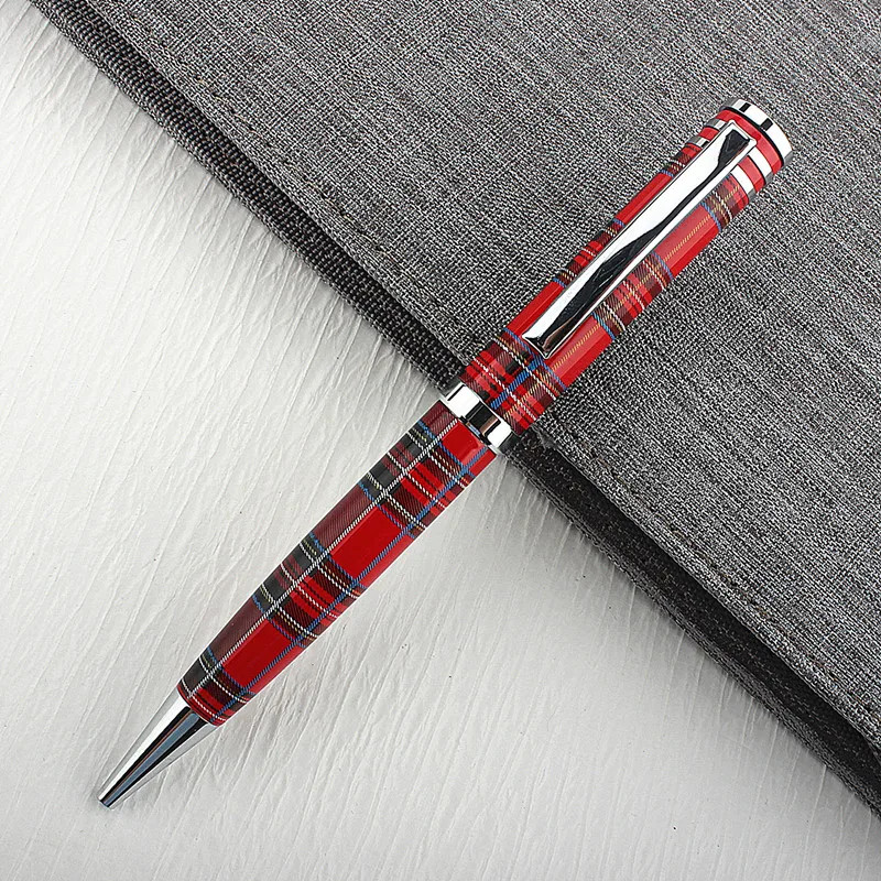 Flannel Pattern Twist Ballpoint Pen - Classic Red & Chrome Trim, YouPing FL99