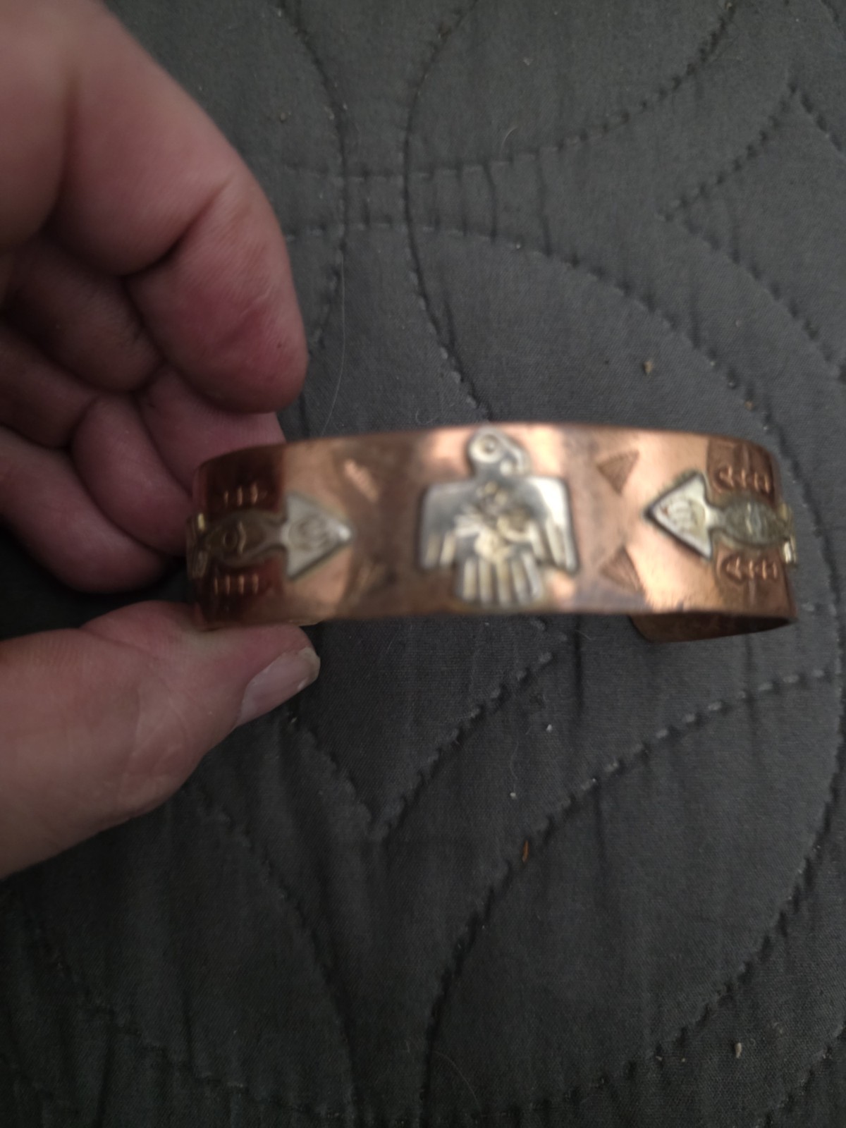 Vintage Native American Navajo Copper/Sterling Cuff Bracelet Signed