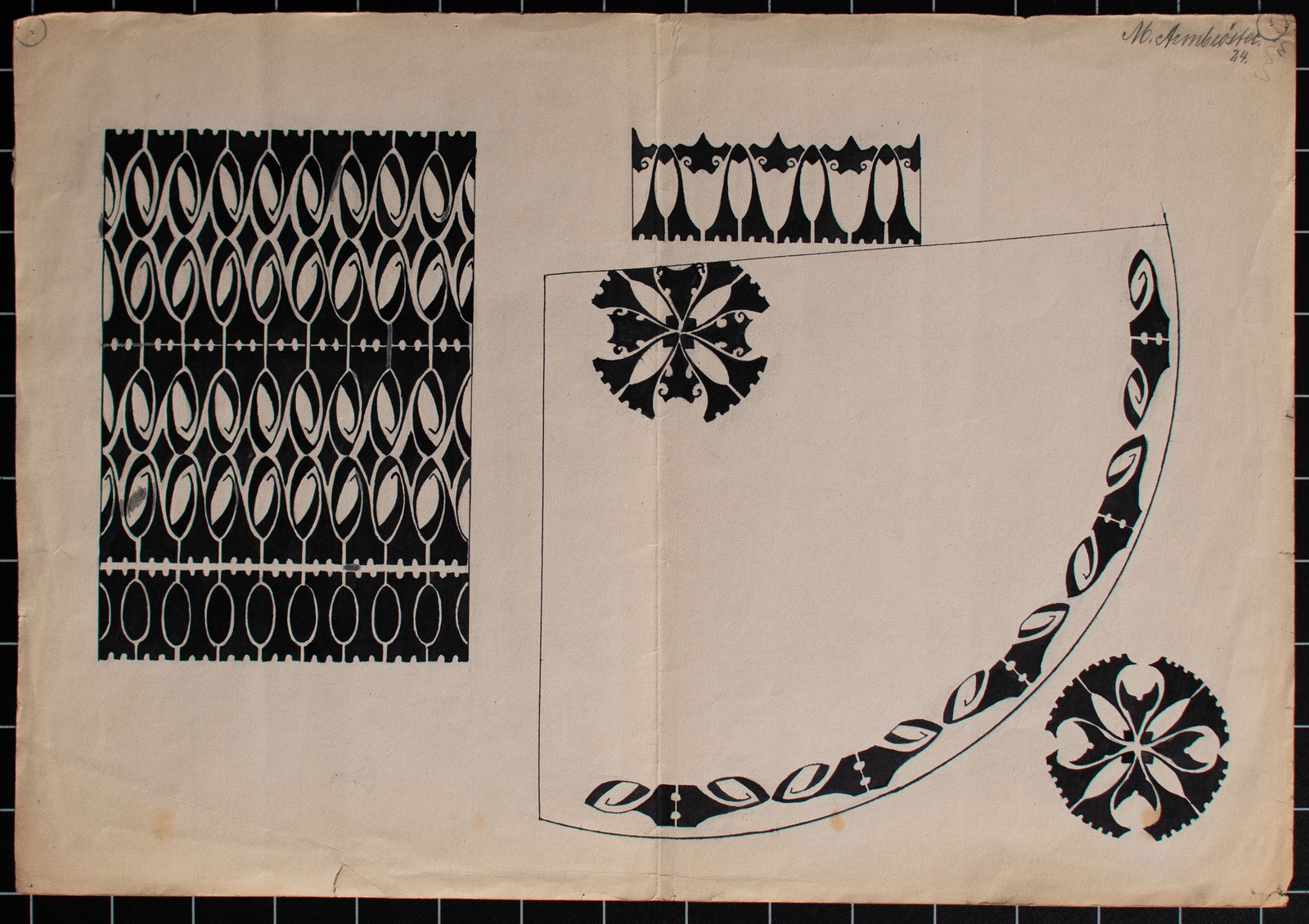 Art Deco Ornament Design Floral Motif Original Signed Watercolour 1924