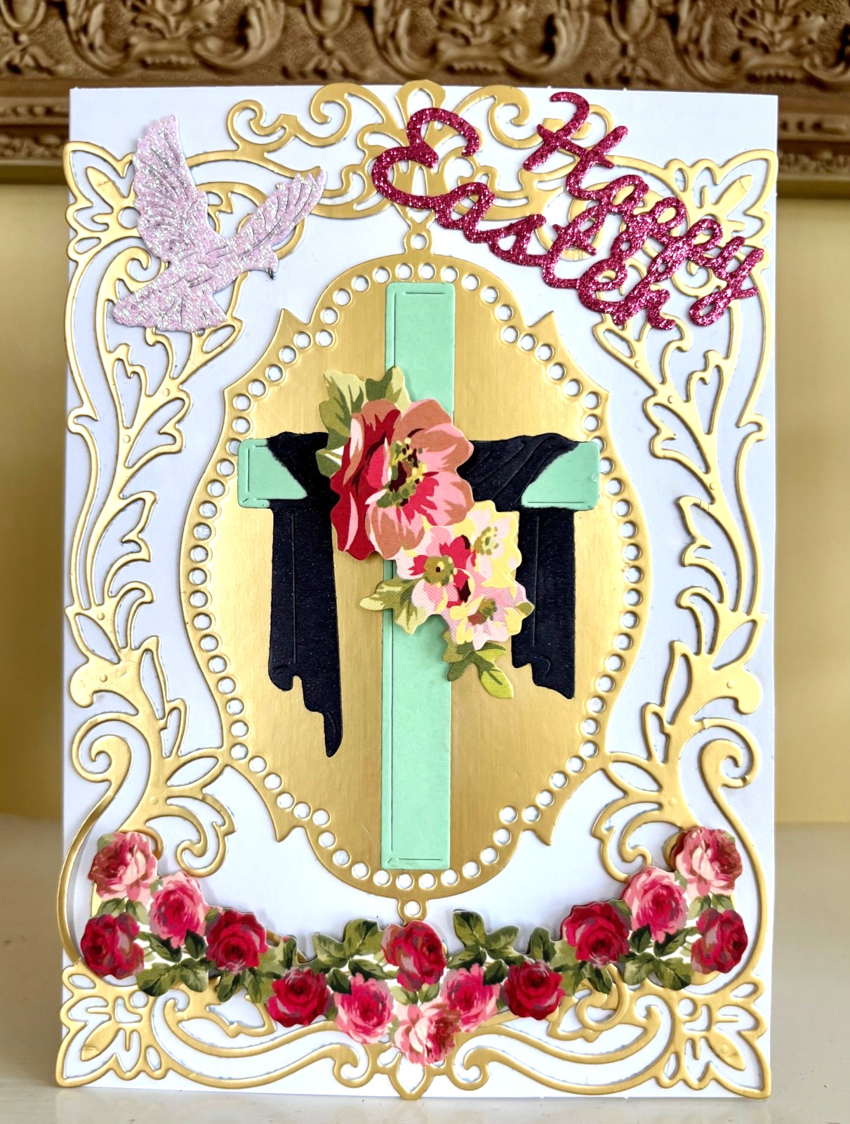 HANDMADE RELIGIOUS  EASTER  CARD WITH ENVELOPE One of a Kind FREE SHIPPING New