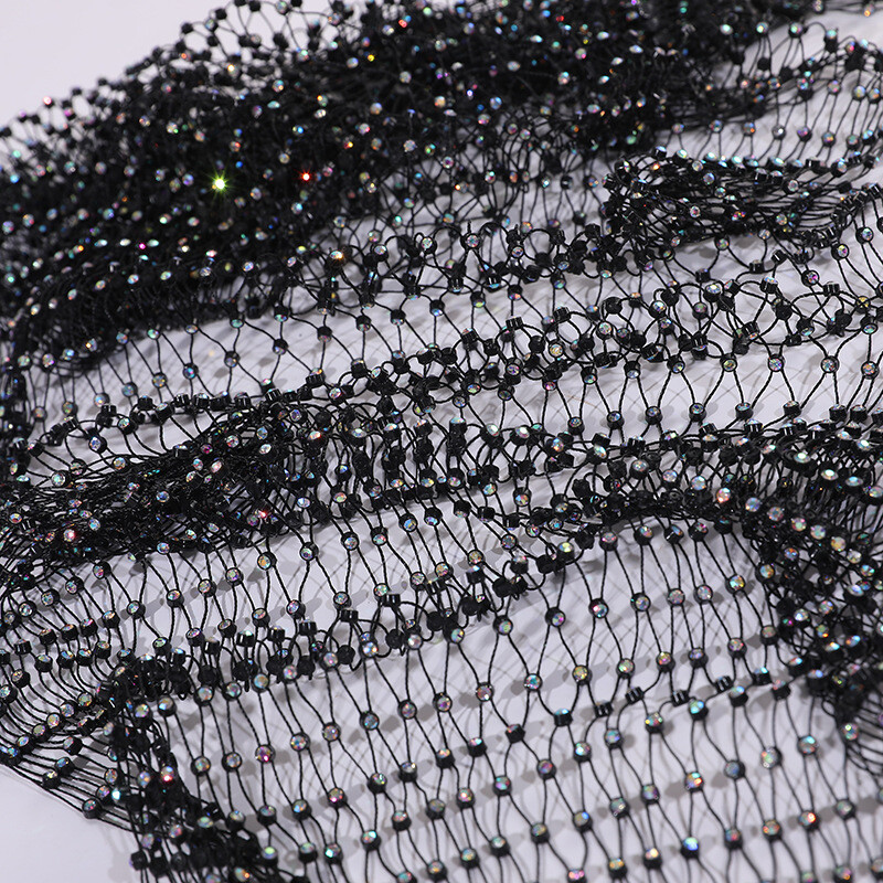 Net Fabric Hollow Rhinestone Glitter Sheer for Fancy Dress Costume Accessory DIY