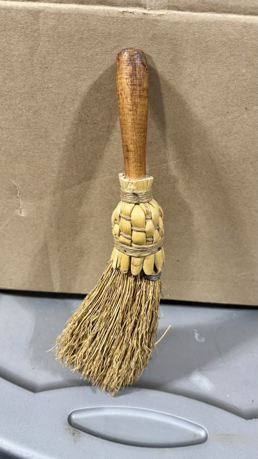 Fireplace Hearth Broom Straw Whisk Primitive Style Wood Handle Farmhouse