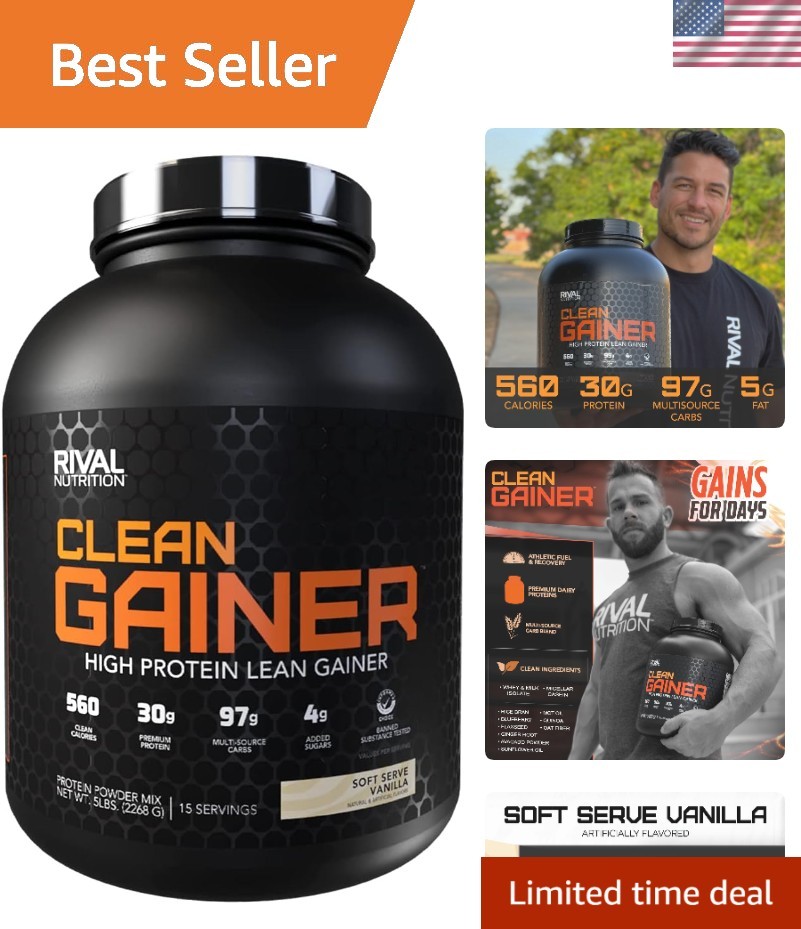 Soft Serve Vanilla Lean Gainer - 80oz of  Protein for Strength & Energy